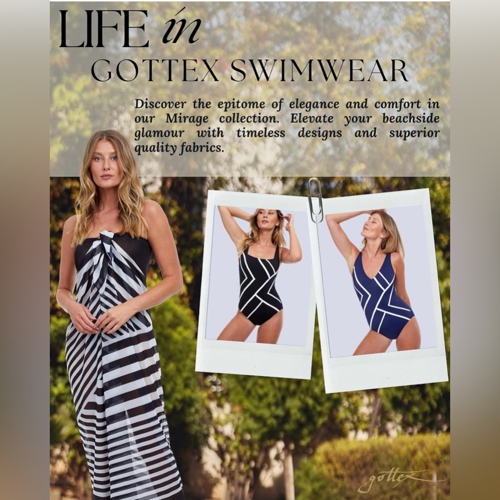 NWT Gottex Essentials Mirage Full Coverage Square Neck One Piece Swimsuit 10 - Picture 6 of 9
